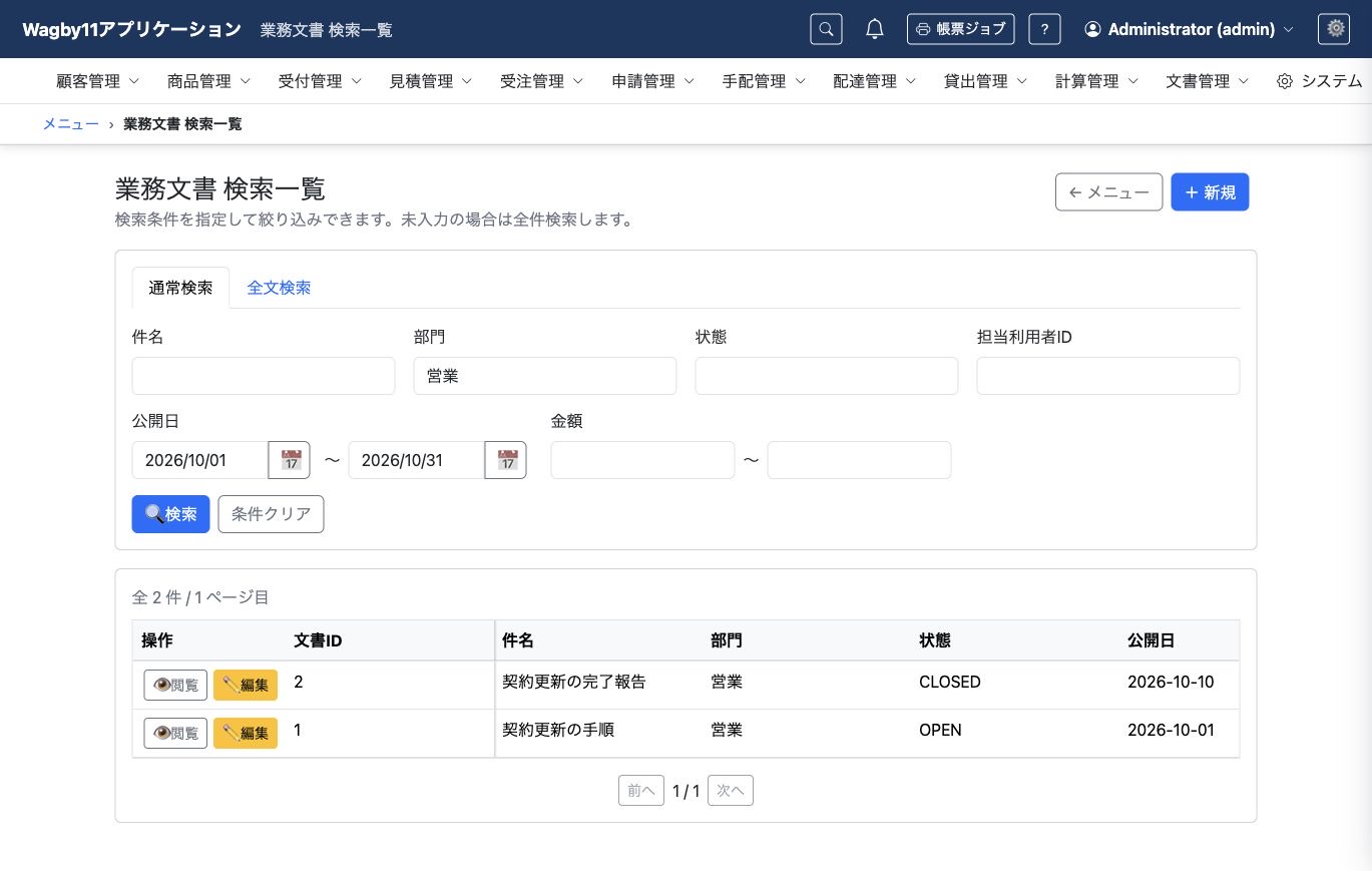 営業部門と今月の公開日を初期条件にした結果。